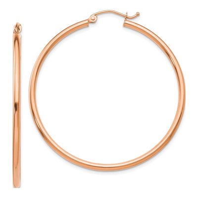 14K Rose Gold 45mm Tube Hoop Earrings