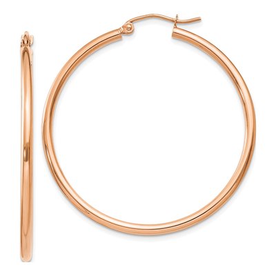 14K Rose Gold 40mm Tube Hoop Earrings