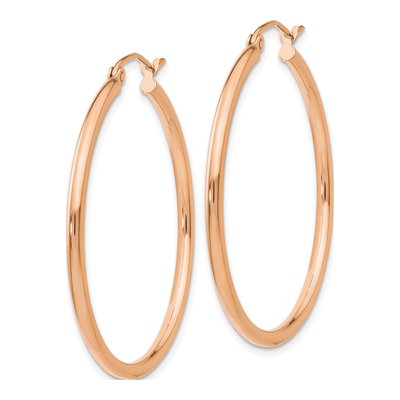 14K Rose Gold 35mm Tube Hoop Earrings – view 3