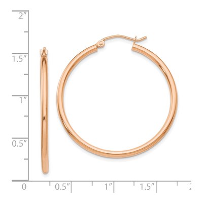 14K Rose Gold 35mm Tube Hoop Earrings – view 5