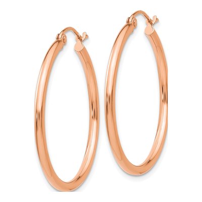14K Rose Gold 30mm Tube Hoop Earrings – view 3