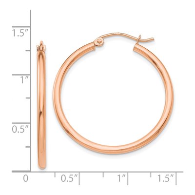 14K Rose Gold 30mm Tube Hoop Earrings – view 5