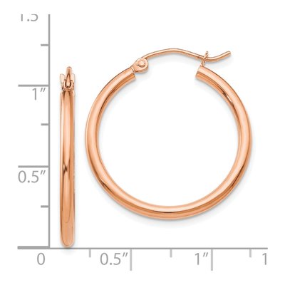 14K Rose Gold 25mm Tube Hoop Earrings – view 5