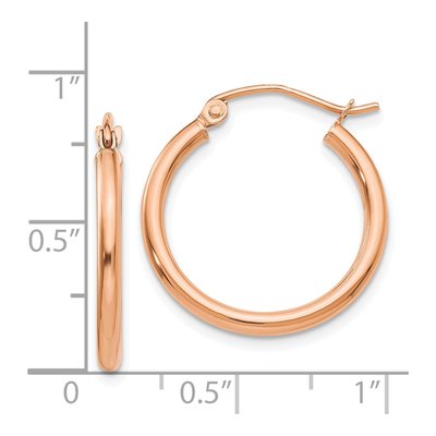 14K Rose Gold 20mm Tube Hoop Earrings – view 5
