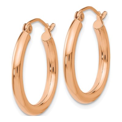 14K Rose Gold 20mm Tube Hoop Earrings – view 3