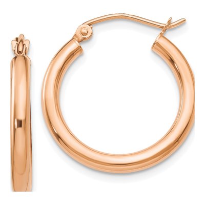 14K Rose Gold 20mm Tube Hoop Earrings