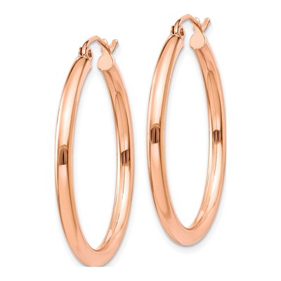 14K Rose Gold 30mm Tube Hoop Earrings – view 2