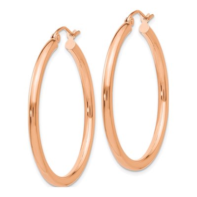 14K Rose Gold 35mm Tube Hoop Earrings – view 3