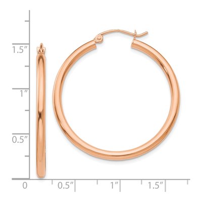 14K Rose Gold 35mm Tube Hoop Earrings – view 5