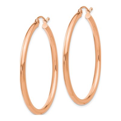 14K Rose Gold 40mm Tube Hoop Earrings – view 3