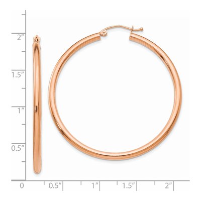 14K Rose Gold 45mm Tube Hoop Earrings – view 5