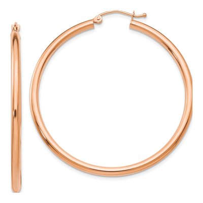 14K Rose Gold 45mm Tube Hoop Earrings