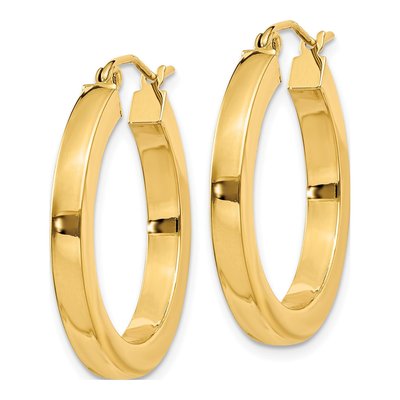 14K Yellow Gold 25mm Square Tube Hoop Earrings – view 3