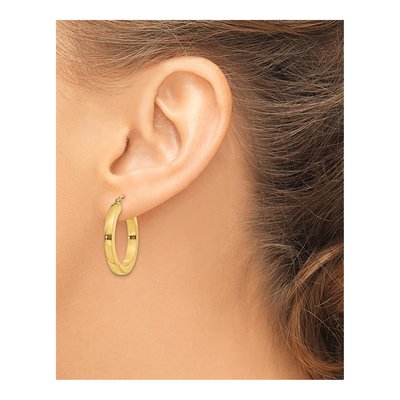 14K Yellow Gold 25mm Square Tube Hoop Earrings – view 4
