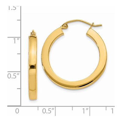 14K Yellow Gold 25mm Square Tube Hoop Earrings – view 5