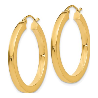 14K Yellow Gold 30mm Square Tube Hoop Earrings – view 3
