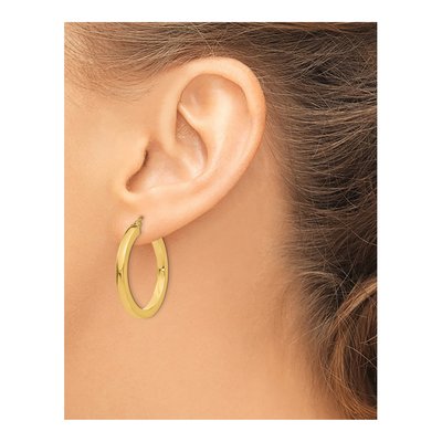 14K Yellow Gold 30mm Square Tube Hoop Earrings – view 4