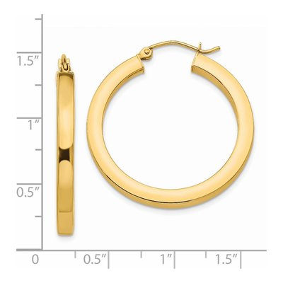 14K Yellow Gold 30mm Square Tube Hoop Earrings – view 5