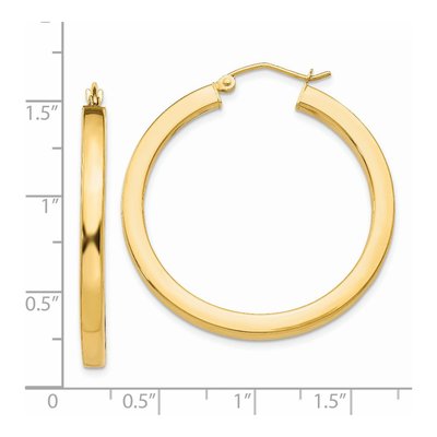 14K Yellow Gold 35mm Square Tube Hoop Earrings – view 5