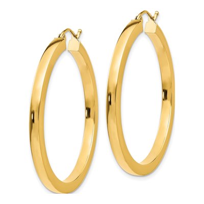 14K Yellow Gold 40mm Square Tube Hoop Earrings – view 3