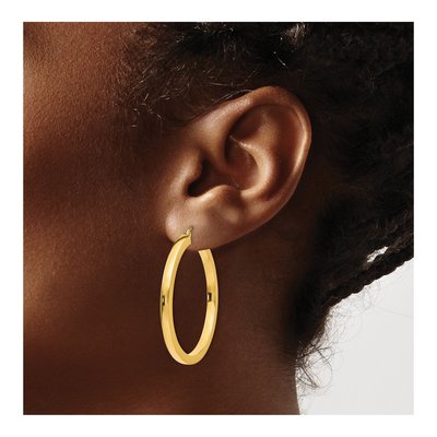 14K Yellow Gold 40mm Square Tube Hoop Earrings – view 4