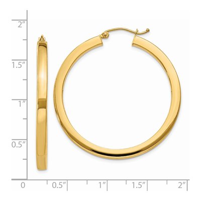 14K Yellow Gold 40mm Square Tube Hoop Earrings – view 5