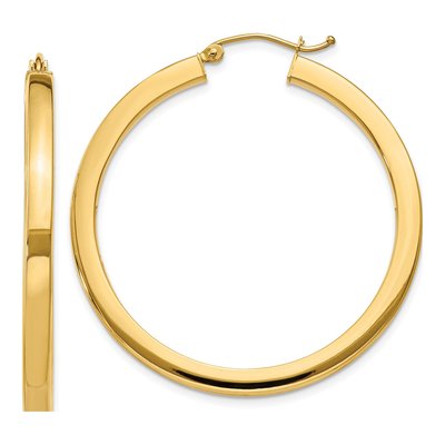 14K Yellow Gold 40mm Square Tube Hoop Earrings