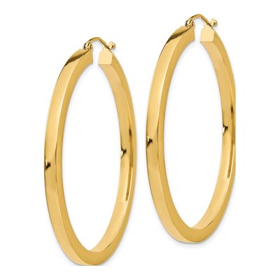 14K Yellow Gold 45mm Square Tube Hoop Earrings – view 3