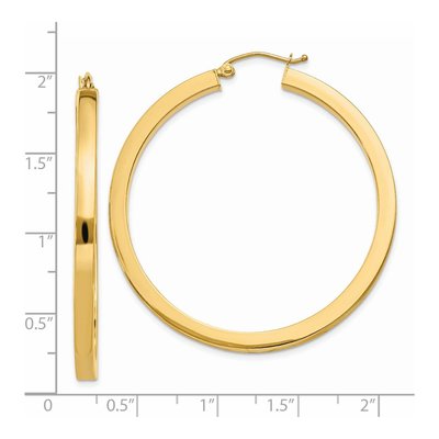 14K Yellow Gold 45mm Square Tube Hoop Earrings – view 5