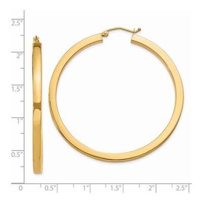 14K Yellow Gold 50mm Square Tube Hoop Earrings – view 5
