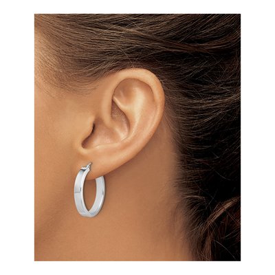 14K White Gold 25mm Tube Hoop Earrings – view 4