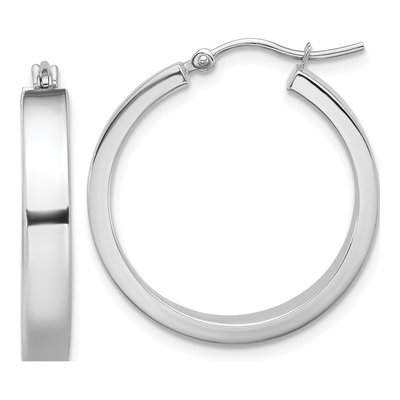14K White Gold 25mm Tube Hoop Earrings