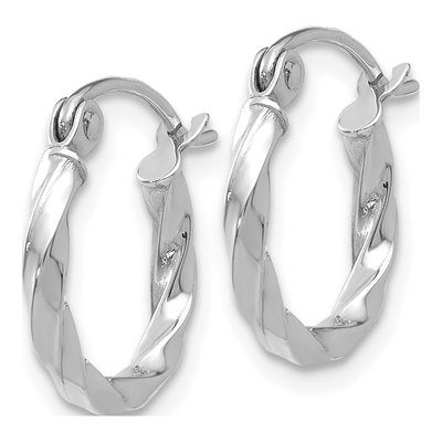 14K White Gold 10mm Twisted Hoop Earrings – view 3