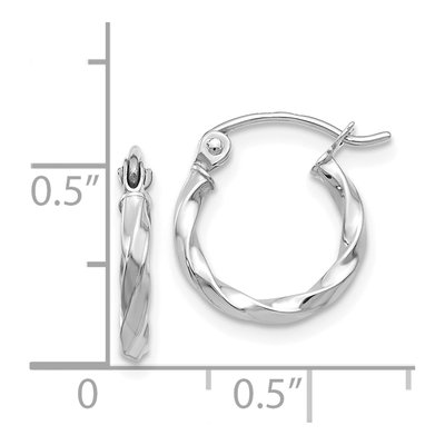 14K White Gold 10mm Twisted Hoop Earrings – view 5