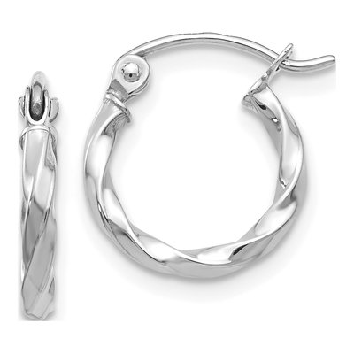 14K White Gold 10mm Twisted Hoop Earrings