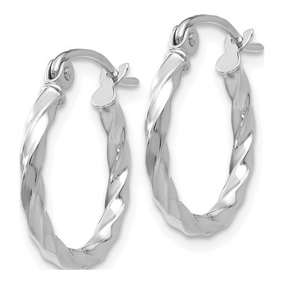 14K White Gold 12mm Twisted Hoop Earrings – view 3