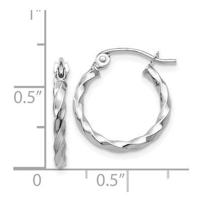 14K White Gold 12mm Twisted Hoop Earrings – view 5