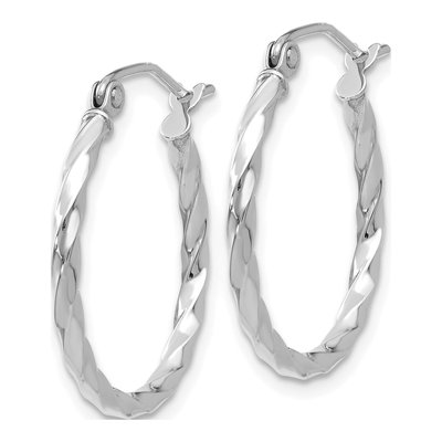 14K White Gold 15mm Twist Hoop Earrings – view 3