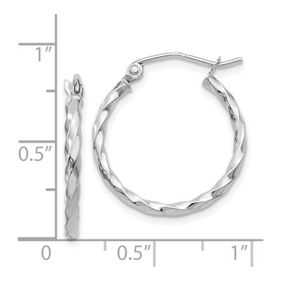 14K White Gold 15mm Twist Hoop Earrings – view 5