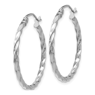 14K White Gold 22mm Twist Hoop Earrings – view 3