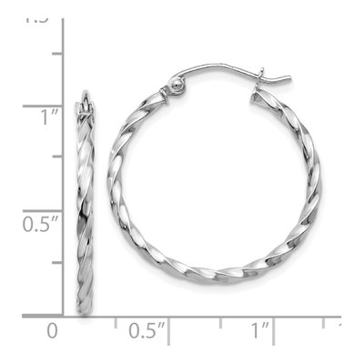 14K White Gold 22mm Twist Hoop Earrings – view 5