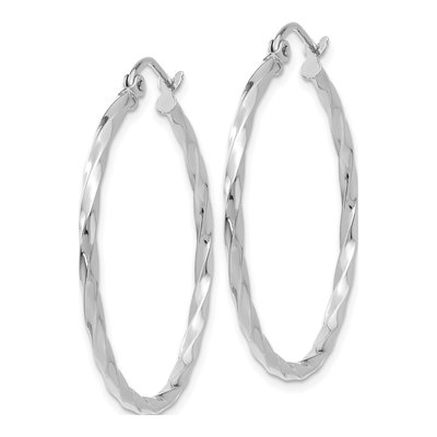 14K White Gold 26mm Twist Hoop Earrings – view 2