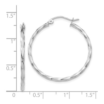 14K White Gold 26mm Twist Hoop Earrings – view 4