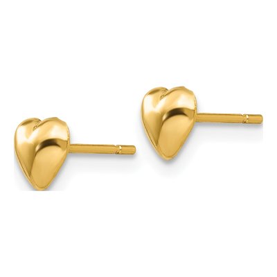 14K Yellow Gold Heart Stud Earrings – view 3