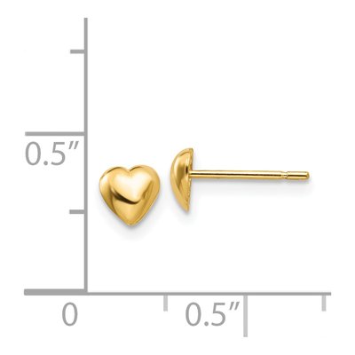 14K Yellow Gold Heart Stud Earrings – view 5