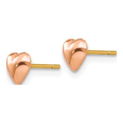 14K Rose Gold Heart Stud Earrings – view 2