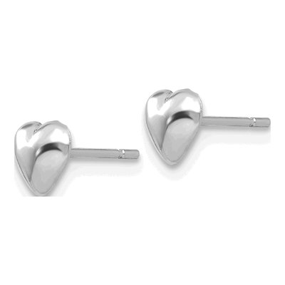 14K White Gold Heart Stud Earrings – view 2