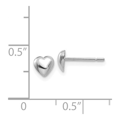14K White Gold Heart Stud Earrings – view 4