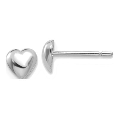 14K White Gold Heart Stud Earrings