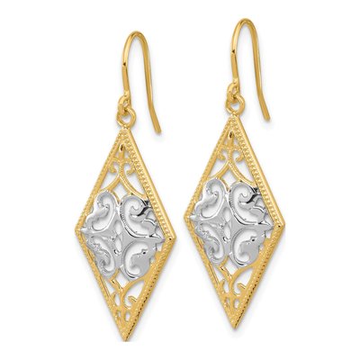 14K Yellow Gold Filigree Dangle Earrings – view 3